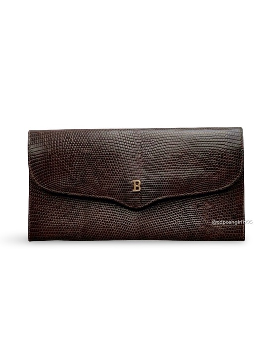 Bally Handbags - Vintage Bally Genuine Lizard Wallet Chocolate Brown Made in Italy